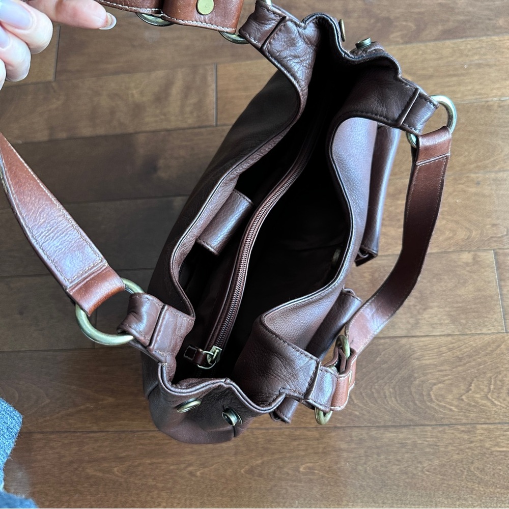 Vintage Lauren Ralph Lauren Dark Brown Leather Shoulder Bag - Picture 14 of 16